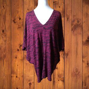 Bryn Walker XS Oversized Tunic Top Pullover V-Neck Space Dyed Boho Kimono Sleeve